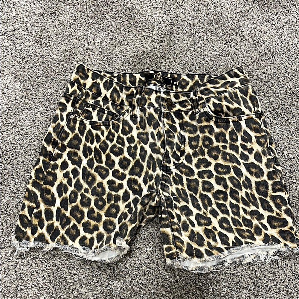 Lucky & Blessed Leopard Print Jean Shorts